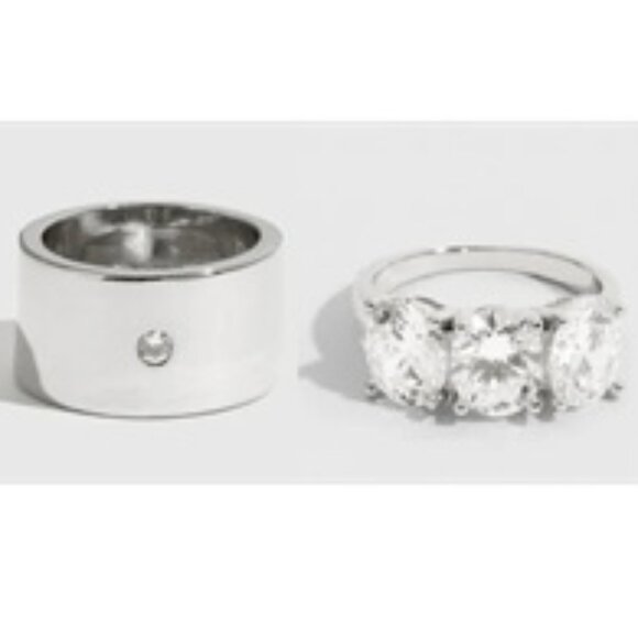 Drae Collection 2 Rings Size 8 - Solitaire Cigar Band and Sienna Ring NWT - Picture 1 of 3